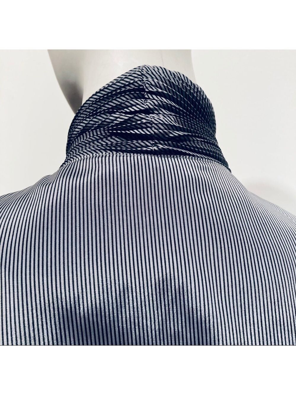 GABALIS Retro Black/Silver Stripe Tie Top Blouse M - Picture 6 of 11